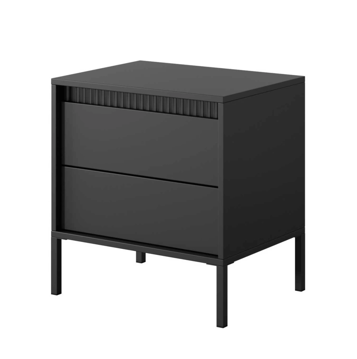 Loft-style bedside table with grooves, Senso, black