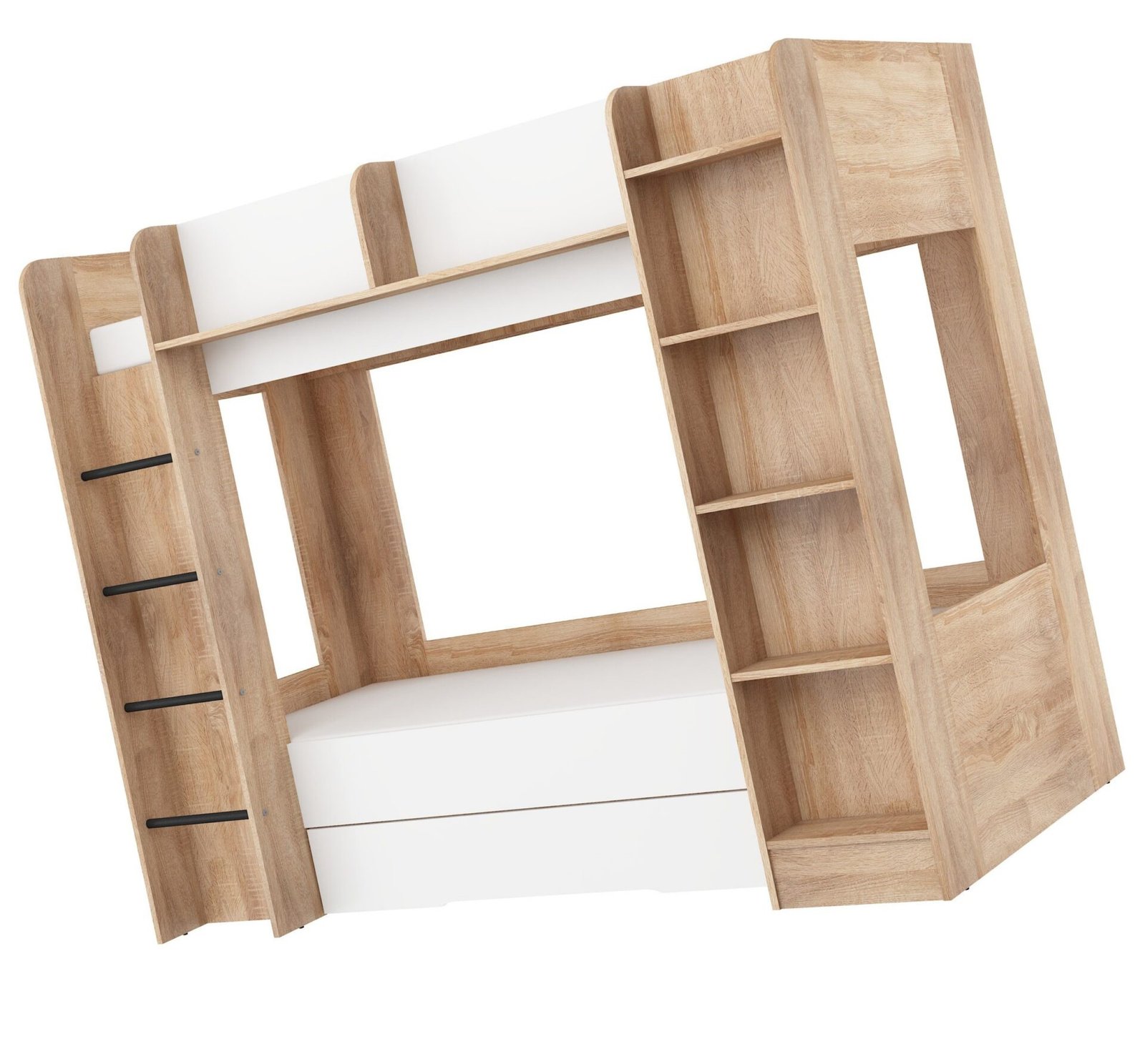 Children's bunk bed for youth, 2 persons, 80x200, EVEST, sonoma, white - Image 8