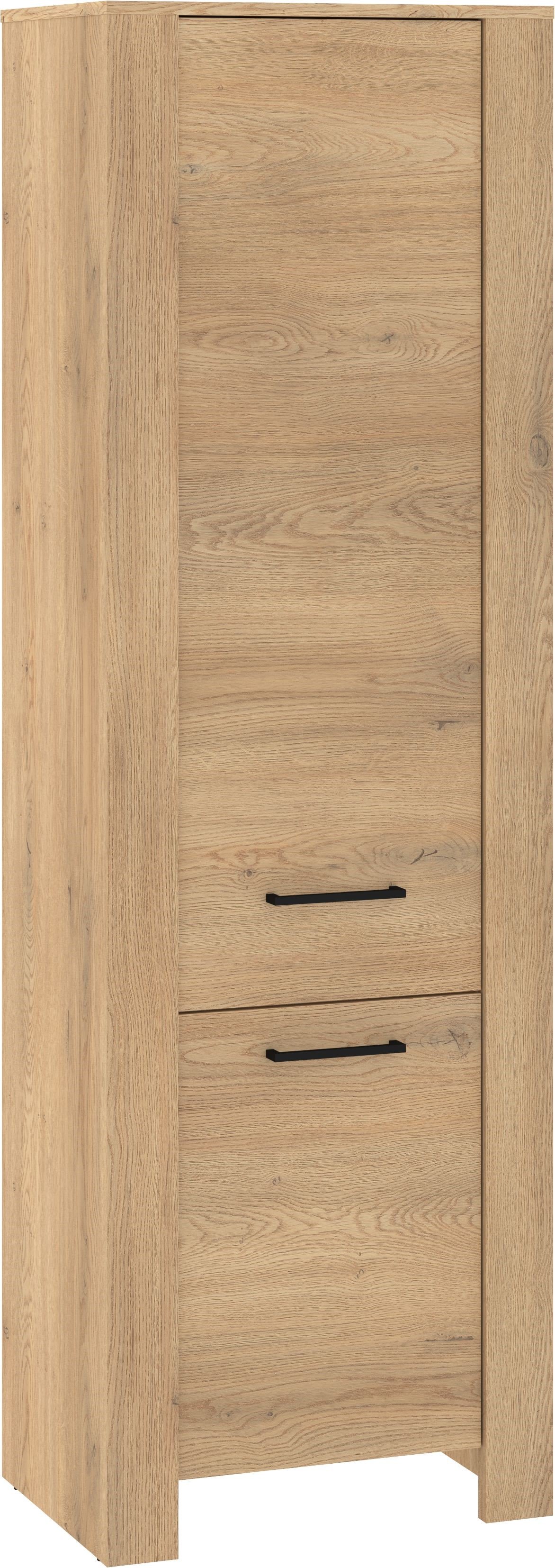 SLIDE 01 furniture narrow closed bookcase with shelves linen cabinet, cremona oak