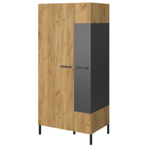 SANTES wardrobe, 2d, oak, gold / anthracite color