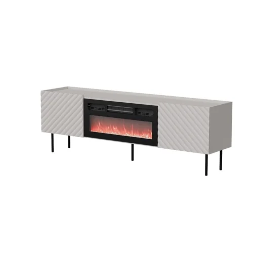 LUCCA TV cabinet with cashmere matte finish 180 2D with fireplace