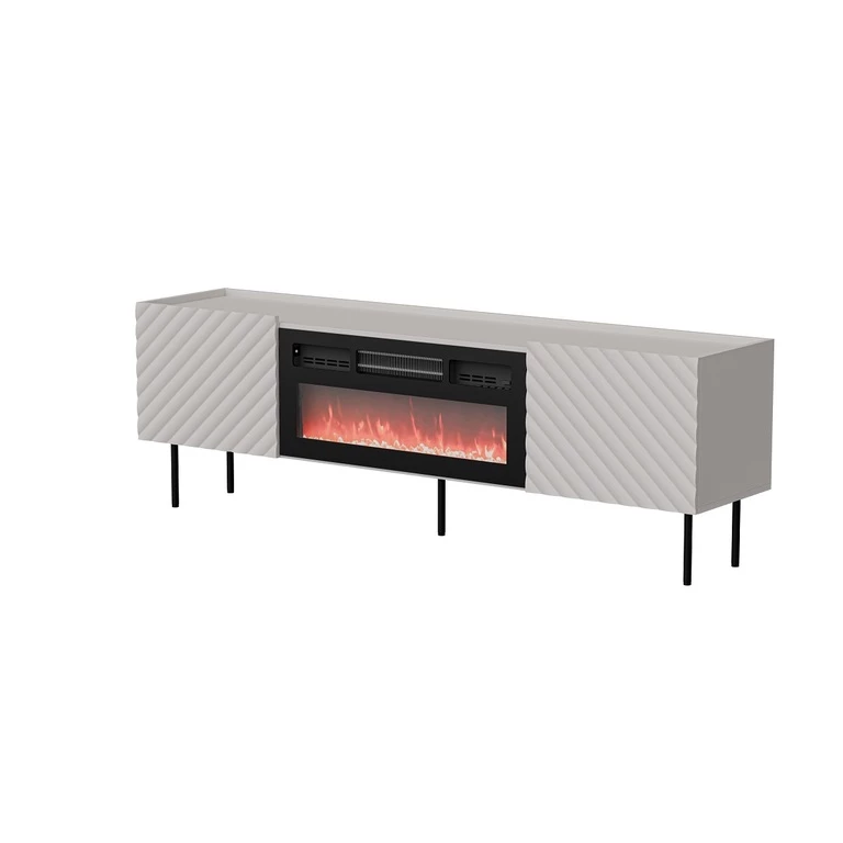 LUCCA TV cabinet with cashmere matte finish 180 2D with fireplace