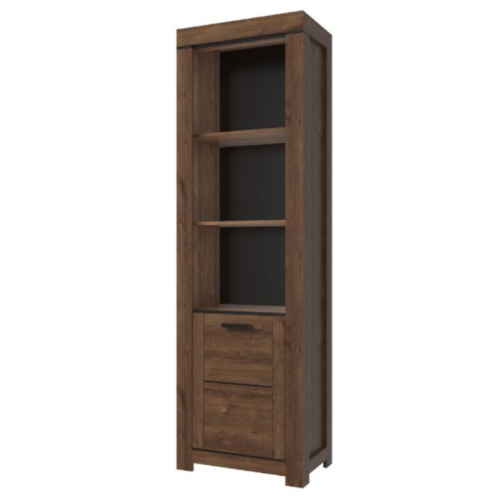 BRASS open shelf, 1 shelf, brown oak