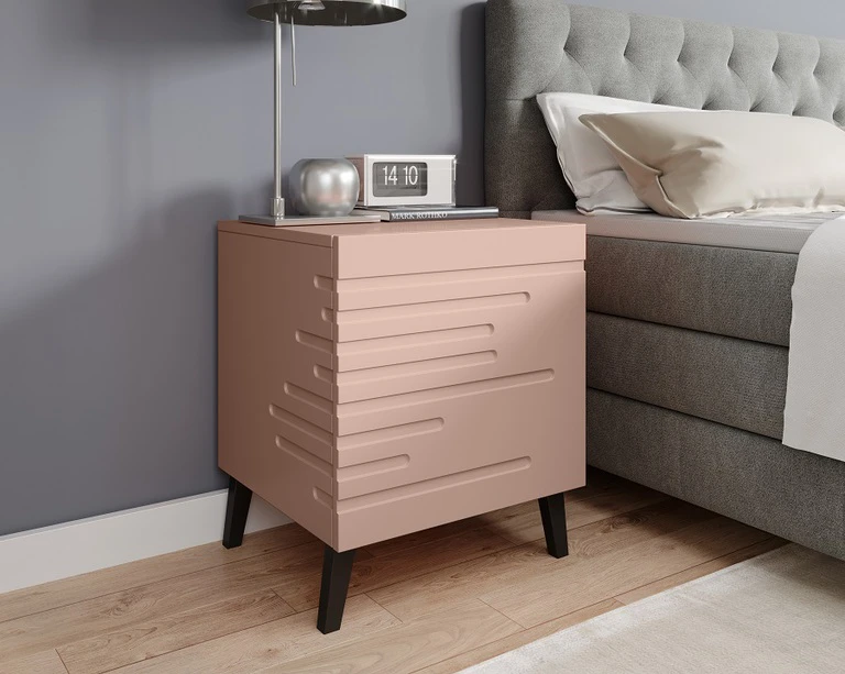 NOVA bedside tables, pink, matte, set of 2