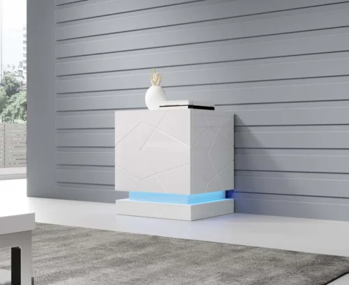 QIU white bedside tables with LED lamps