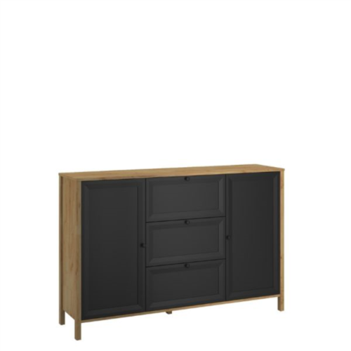 BRENT chest of drawers, 2 drawers, 3 pcs., oak color, gold/black