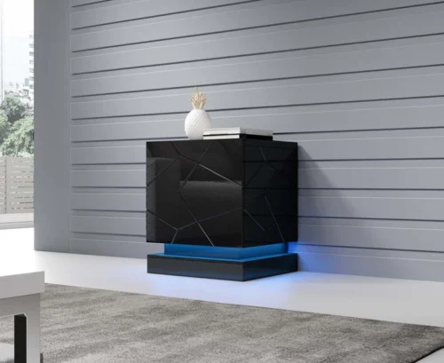 QIU black bedside tables with LED lamps