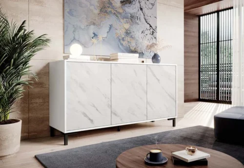 MARMO chest of drawers 150, white marble