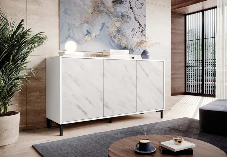 MARMO chest of drawers 150, white marble