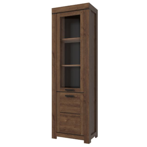 BRASS display case, 1 pc., brown oak, 1 pc.
