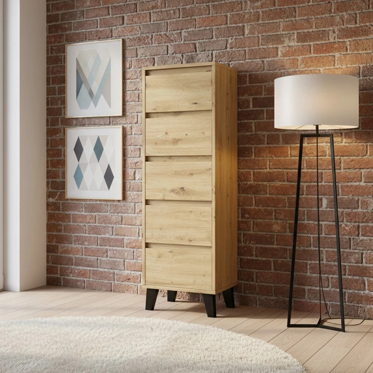 BORG chest of drawers, 5 drawers, 40 drawers, oak color