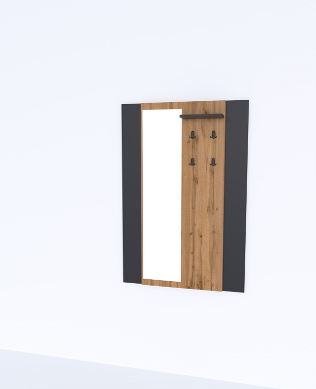AMINO hallway curtain with mirror, Wotan oak/black
