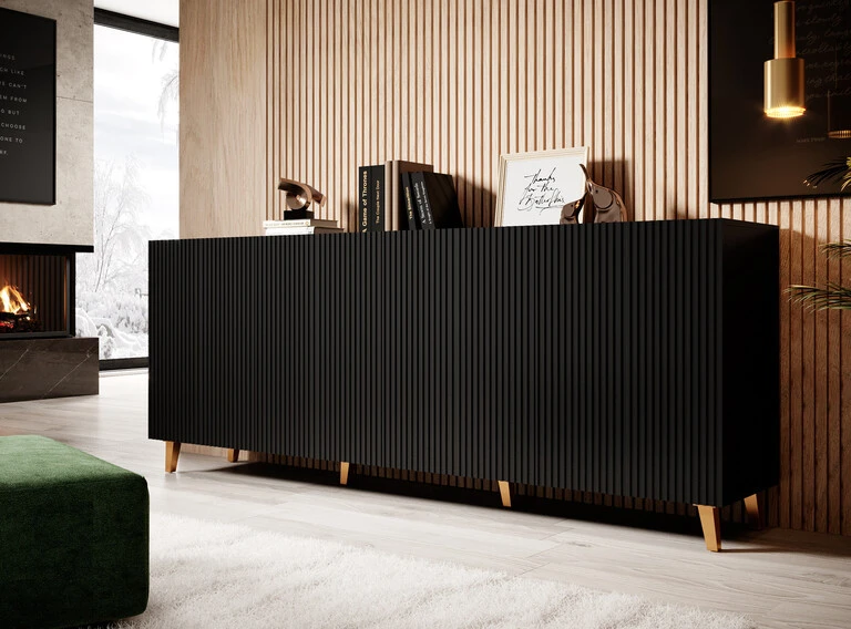PAFOS chest of drawers, 200 cm, black