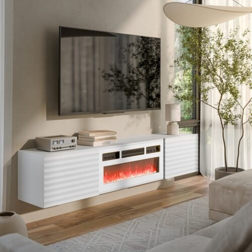 TULA white TV + electric fireplace