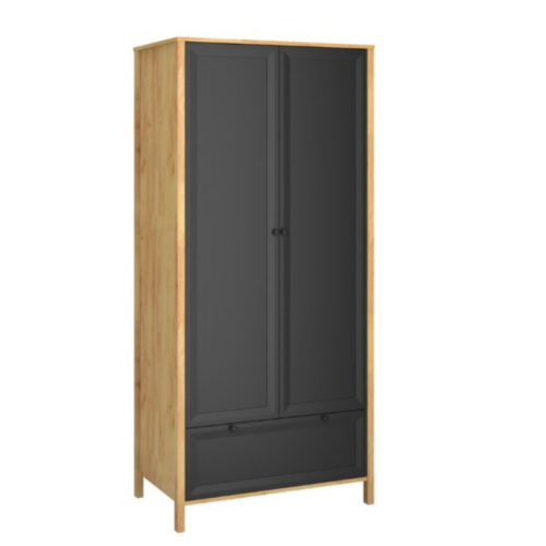 BRENT wardrobe, 2 pcs., oak color, gold/black, 1 pc.
