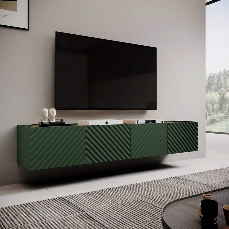 ONDA 4-door TV cabinet, wall-mounted or freestanding, green
