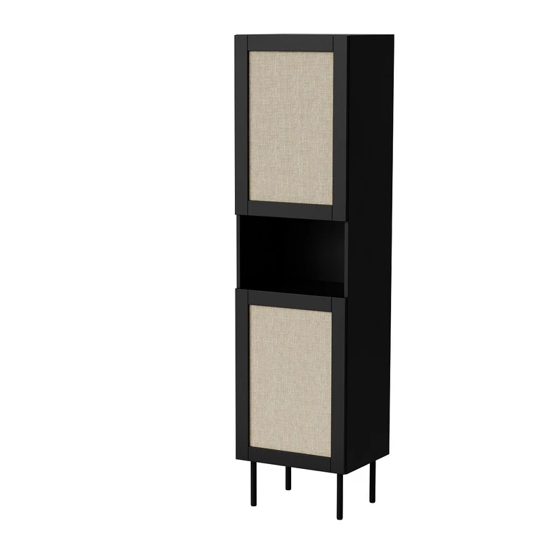 Jute cabinet, black, matte