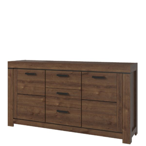 BRASS chest of drawers, 2 drawers, 3 drawers, brown oak