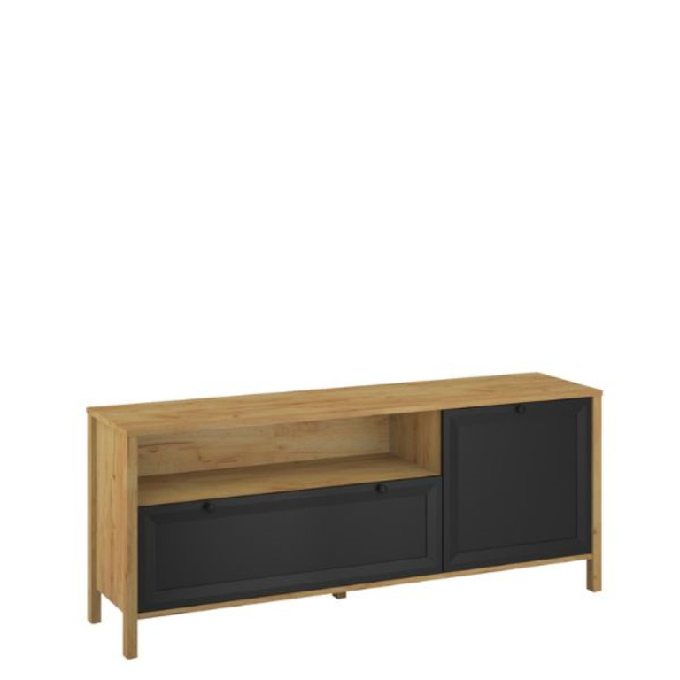 BRENT TV cabinet, 1 pc., oak color, gold/black
