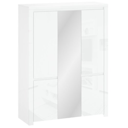 LINGO wardrobe with 5D mirror, glossy white