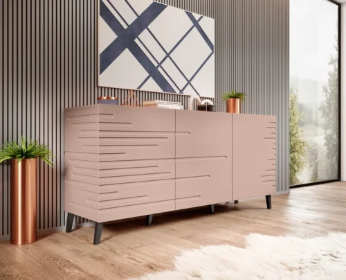 NOVA chest of drawers, matte pink