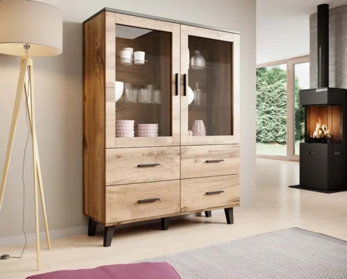 LOTTA WOTAN 120 – display cabinet on legs with 2 doors and 4 drawers