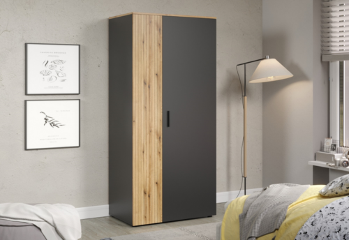 ESTEBAN wardrobe 2d graphite / oak evok