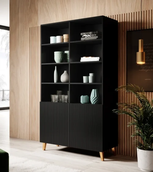 PAFOS shelf with legs, 100 cm, black