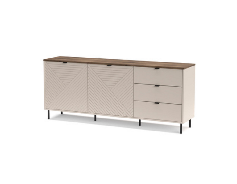 EVO chest of drawers, 2 drawers, 3 drawers, cashmere/Castello oak