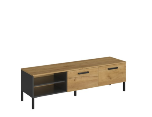SANTES TV cabinet 2 pcs/155, oak color, gold color/anthracite color