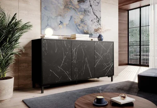 MARMO chest of drawers 150, black marble