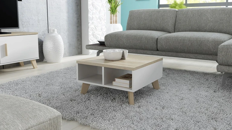 LOTTA WHITE 60 - Scandinavian style coffee table with legs