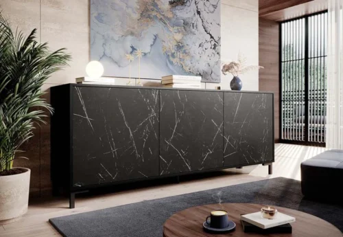 MARMO chest of drawers 200, black marble