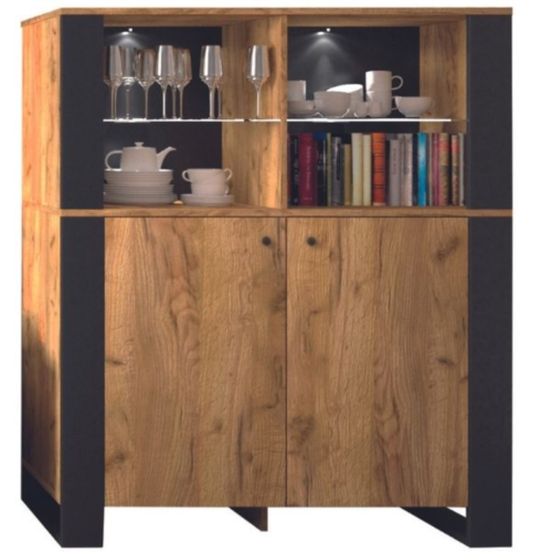 WOODEN chest of drawers, 2D oak color, gold