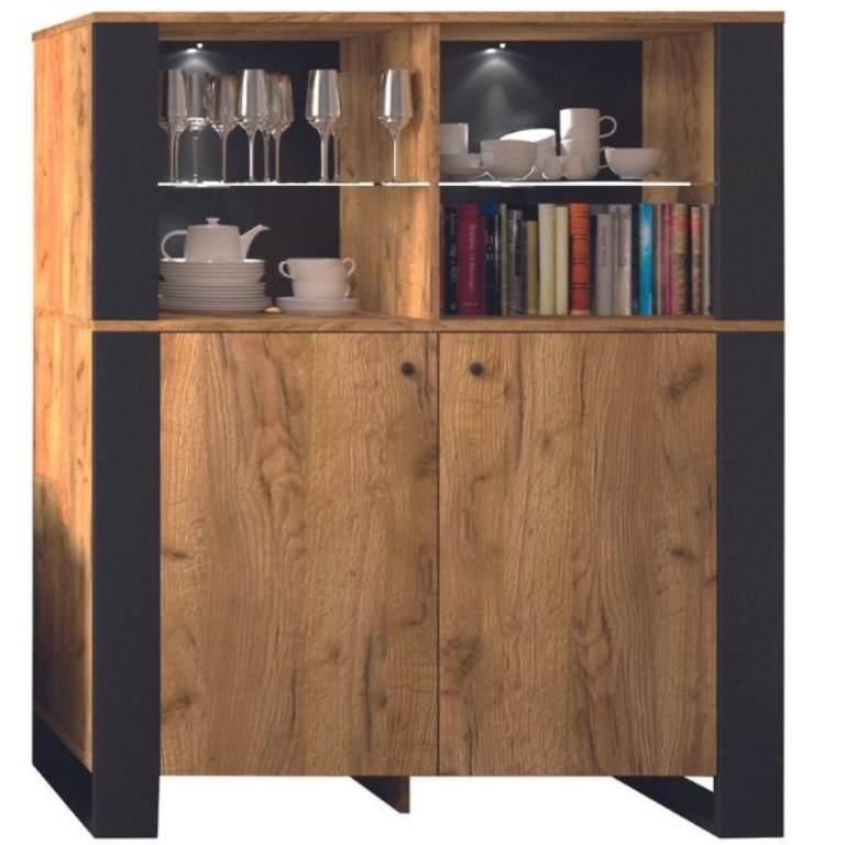 WOODEN chest of drawers, 2D oak color, gold