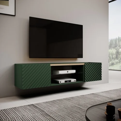 ONDA 2D TV cabinet, wall-mounted or freestanding, green