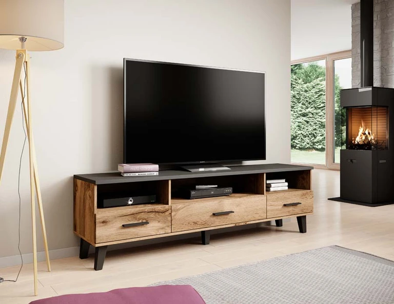 LOTTA WOTAN 180 - TV cabinet on legs with 3 drawers