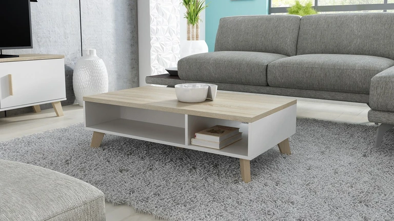 LOTTA WHITE 110 - Scandinavian style coffee table with legs