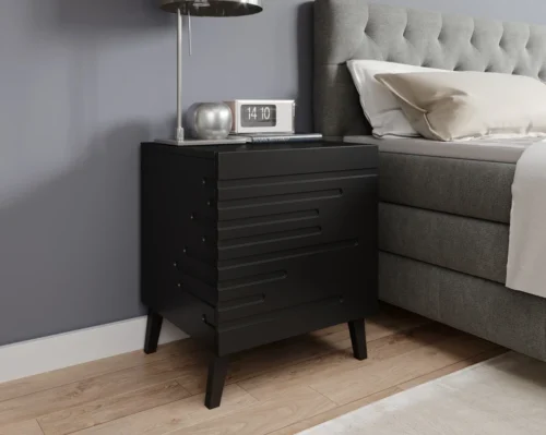 NOVA matte black bedside tables, set of 2