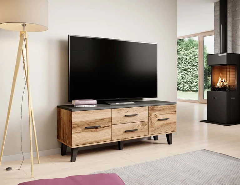 LOTTA WOTAN 140 - TV cabinet on legs with 2 doors and 2 drawers