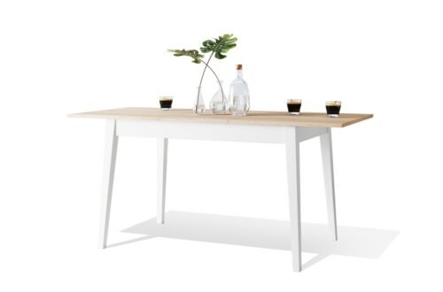 TIVO Sonoma oak/white – SCANDINAVIAN STYLE EXTENDABLE TABLE FOR LIVING ROOM / DINING ROOM / RETRO KITCHEN