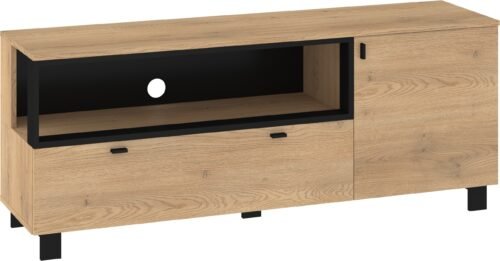 VEGAS 13 furniture chest of drawers, table, TV cabinet, loft for the living room, cremona oak, black