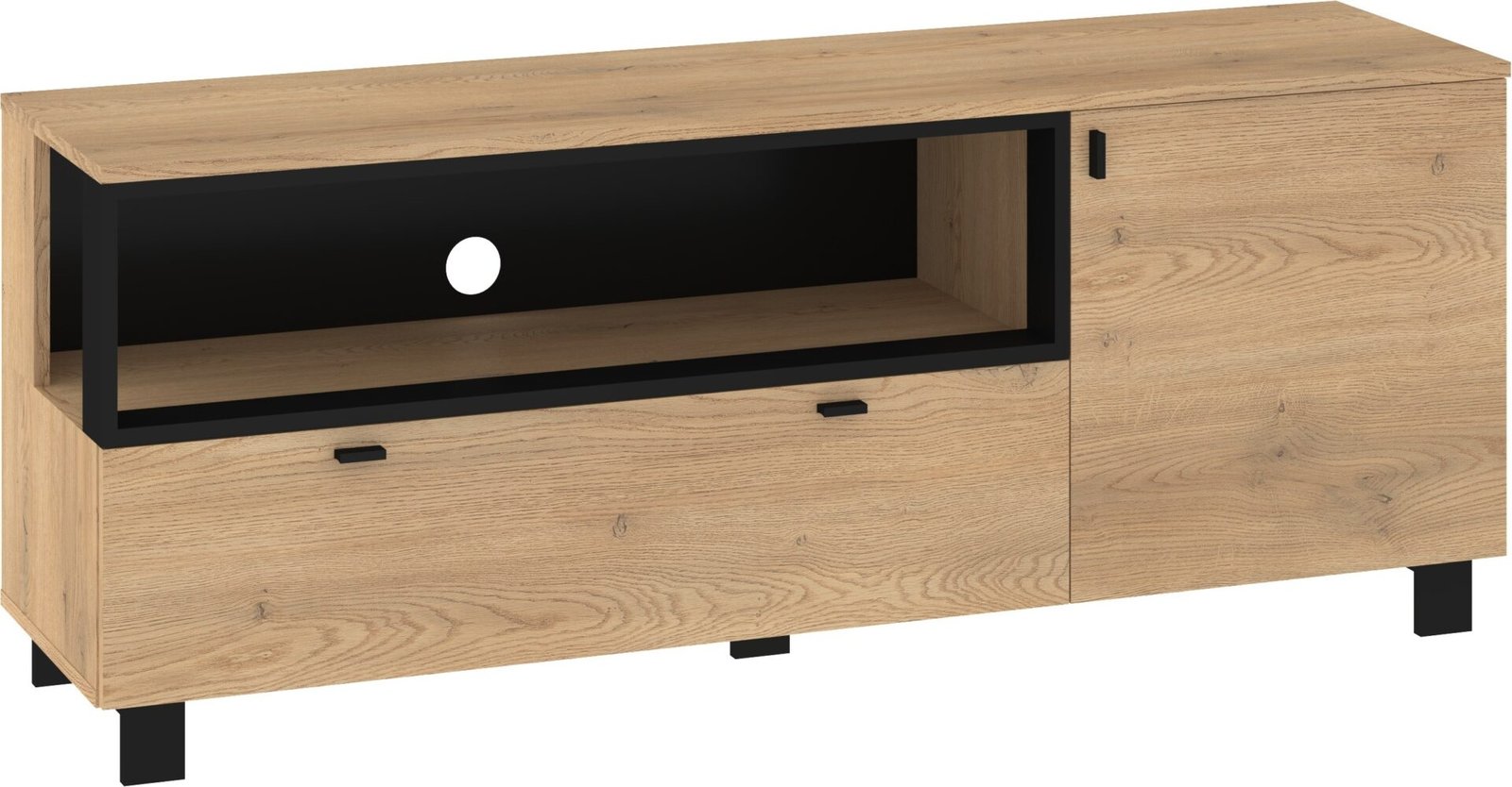 VEGAS 13 furniture chest of drawers, table, TV cabinet, loft for the living room, cremona oak, black