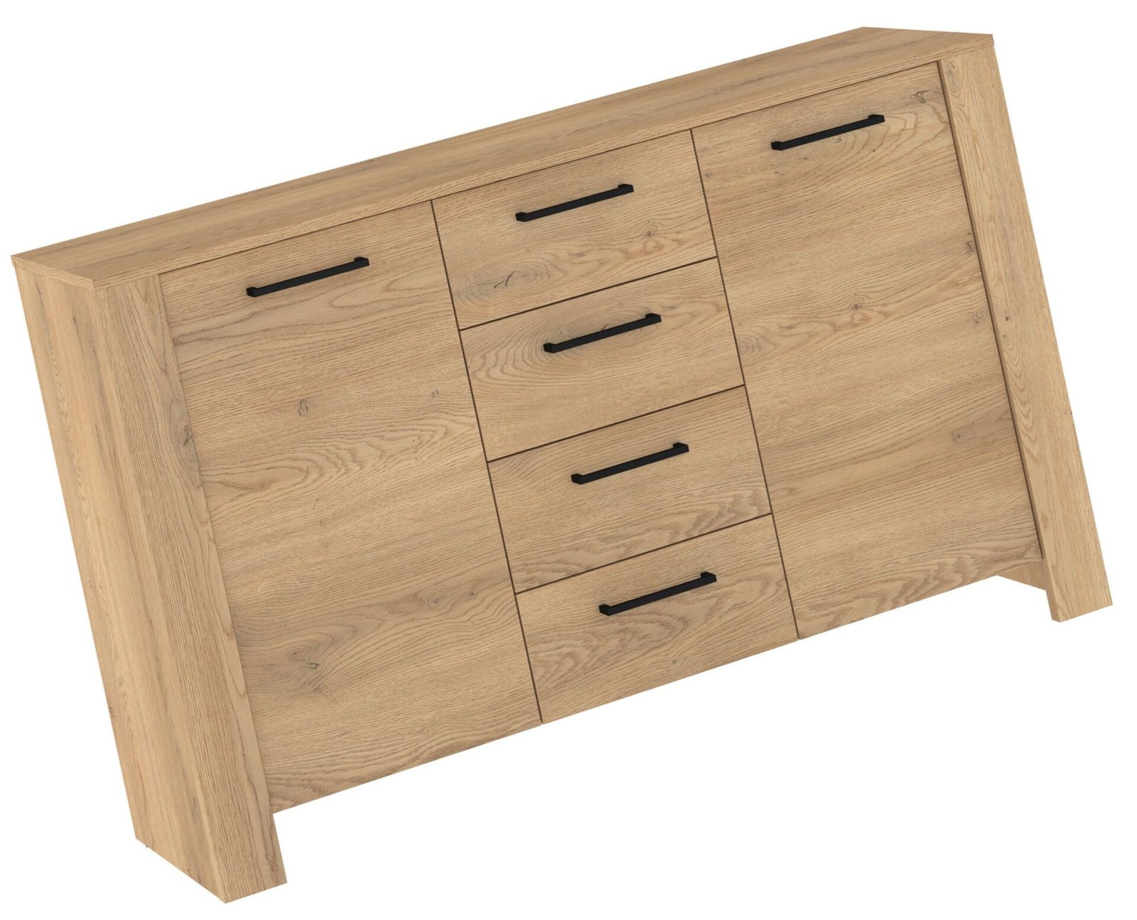 SLIDE 03 large chest of drawers with doors for living room, cremona oak - Image 4