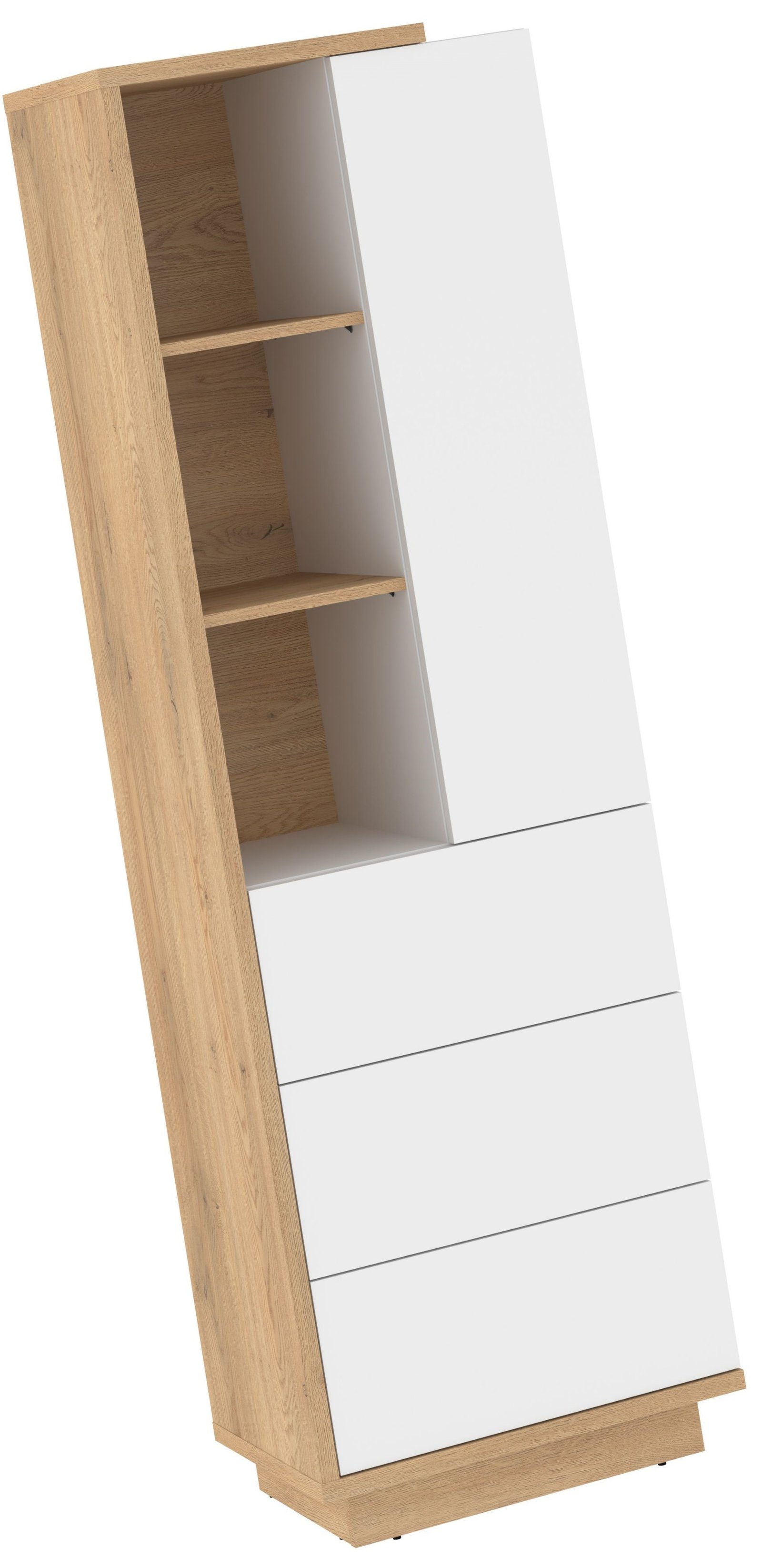 HYBRID 19 high furniture shelf with shelves, drawer, door, cremona oak, whiteHYBRID - Image 5