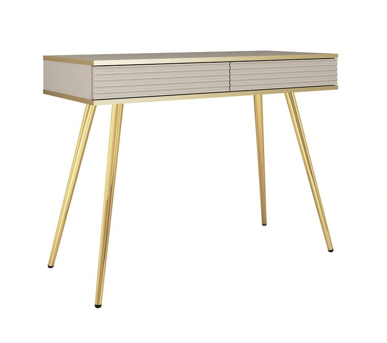 Oro T102 Beige Grooved MDF Dressing Table with Drawers