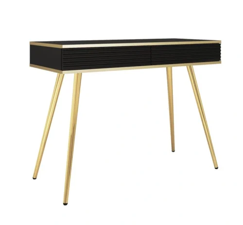 Oro T102 black grooved MDF console chest with drawers