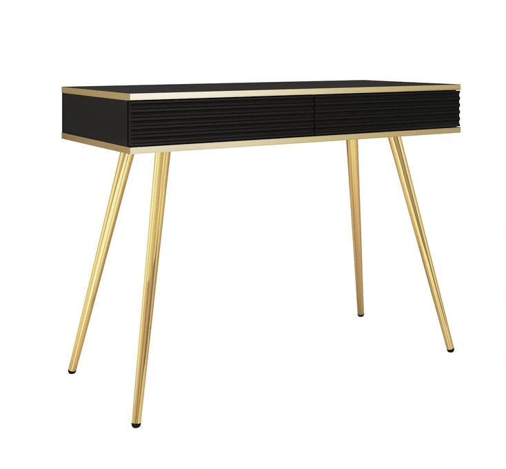 Oro T102 black grooved MDF console chest with drawers
