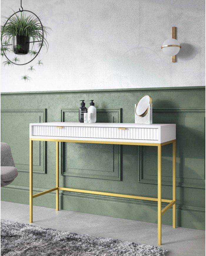 Dressing table, Nova T104 console, drawers, white/gold frame - Image 4
