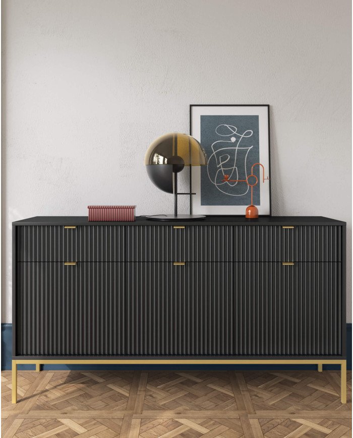 Nova T104 console dressing table with drawers, black/gold frame - Image 6